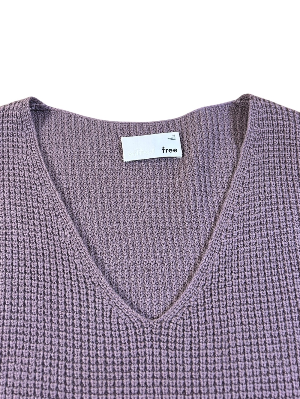 ARITZIA WILFRED FREE Wolter Sweater Mauve M 100% Merino Wool Waffle Knit - Picture 3 of 10